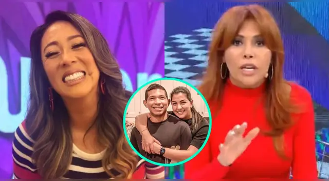 Cathy Sáenz preparó la "grabadora" mientras escuchaba a Magaly Medina echarle la culpa por los problemas en la relación de Edison Flores y Ana Siucho.