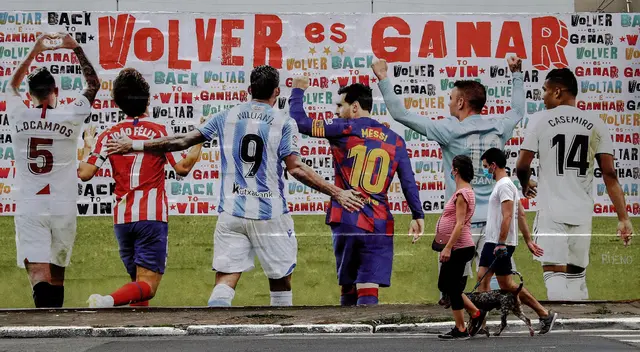 Mural celebra regreso de LaLiga, en Sao Paulo | Foto: EFE Mural celebra regreso de LaLiga, en Sao Paulo | Foto: EFE