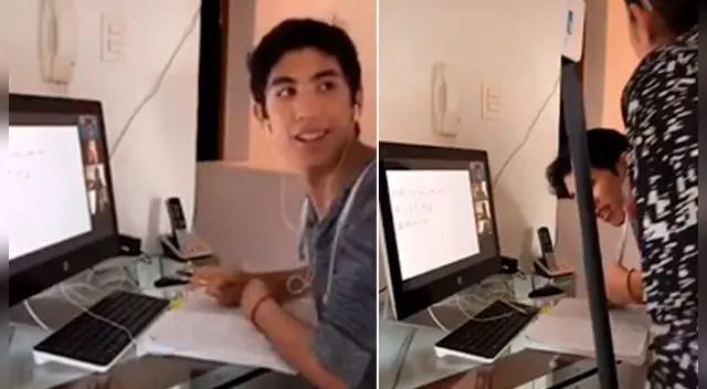 Madre se vuelve viral en redes sociales por interrumpir clases virtuales de su hijo. El video fue compartido en TikTok recibiendo miles de comentarios, ya que la mamá sorprendió al pedirle permiso al profesor para reprenderlo.