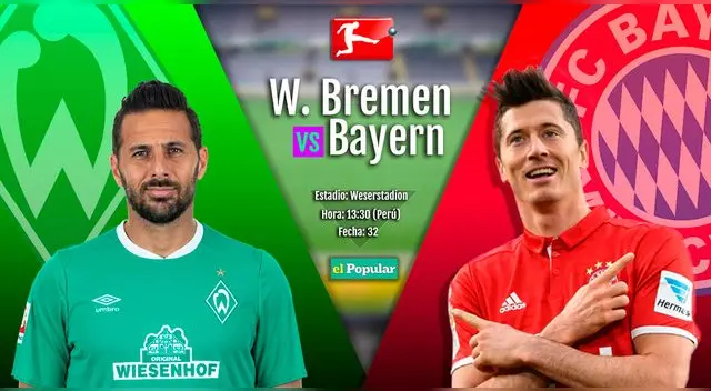 Werder Bremen recibe al Bayern Múnich y la lucha por el descenso y el campeonato se define hoy.