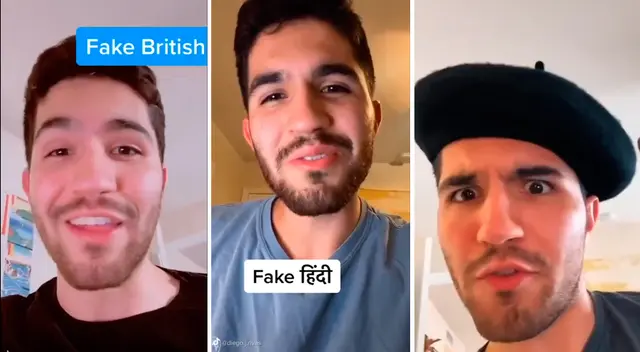 Un joven en TikTok habla imita acentos de varios idiomas. Un joven en TikTok habla imita acentos de varios idiomas.