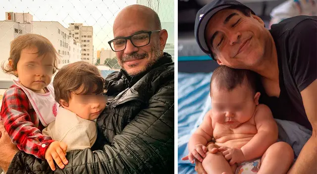 Ricardo Morán y Ernesto Pimentel con sus respectivos hijos.