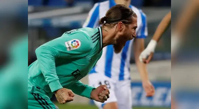 Sergio Ramos celebra el primer del Real Madrid