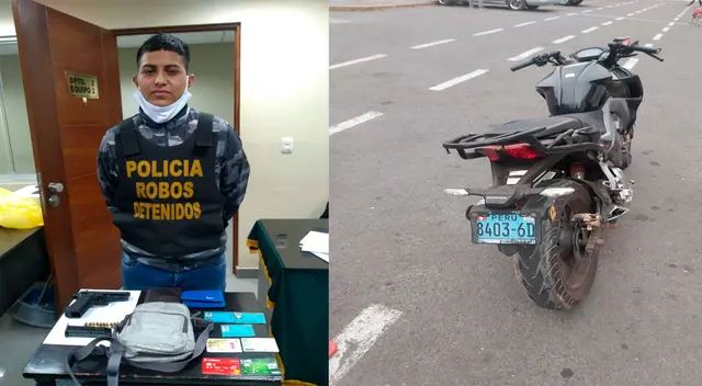 El detenido y la moto que usaba