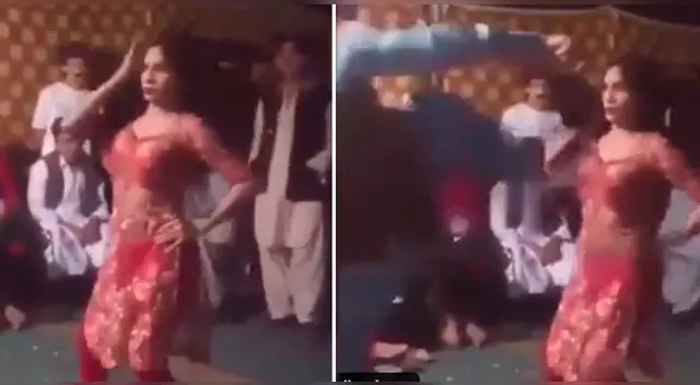 Mujer recibe terrible patada por bailar en la vía pública.