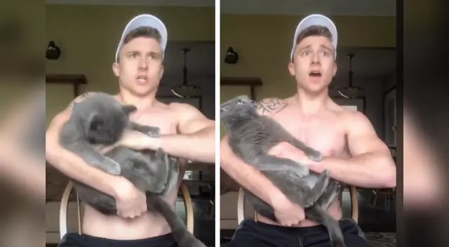 El gato se quedó en shock al escuchar cantar a su dueño volviéndose viral en las redes sociales. El gato se quedó en shock al escuchar cantar a su dueño volviéndose viral en las redes sociales.