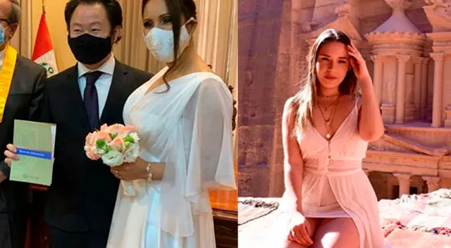 La joven Daniela Linares se mostró muy feliz por el casamiento de Kenji Fujimori y su madre Erika Muñoz.