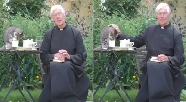 Sacerdote pidió perdón a sus seguidores por la aparición de su gato.