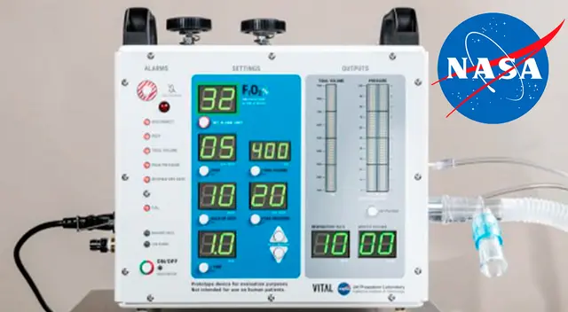 Ventilador mecánico fabricado por la NASA en abril 2020.