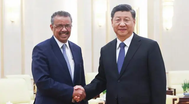 Director OMS Tedros Adhanom Ghebreyesus y el presidente de China Xi Jinping. Director OMS Tedros Adhanom Ghebreyesus y el presidente de China Xi Jinping.