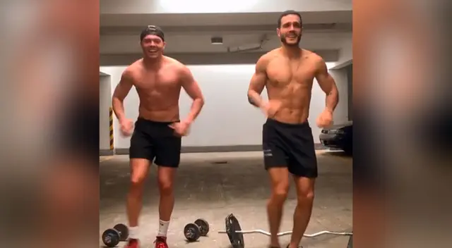 El chico reality Ignacio Baladán no resistió a la rutina de ejercicios de su amigo, Mario Irivarren. El chico reality Ignacio Baladán no resistió a la rutina de ejercicios de su amigo, Mario Irivarren.
