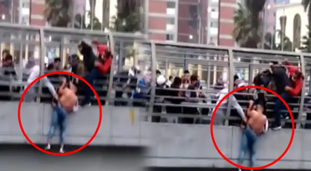 Transeúntes rescataron a extranjero que intentó suicidarse de un puente.