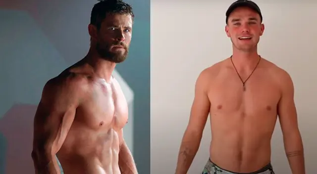 Joven hizo la rutina de ejercicios de Chris Hemsworth Joven hizo la rutina de ejercicios de Chris Hemsworth