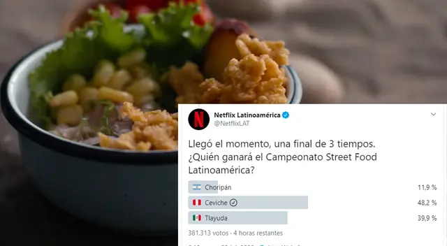 Ceviche lidera puntaje en concurso de serie Netflix Ceviche lidera puntaje en concurso de serie Netflix
