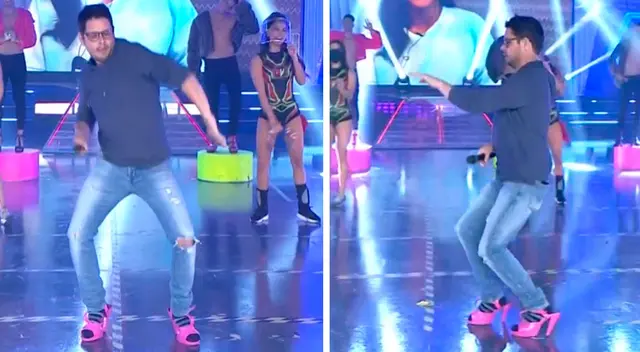 Gian Piero Díaz modela en tacones. Gian Piero Díaz modela en tacones.