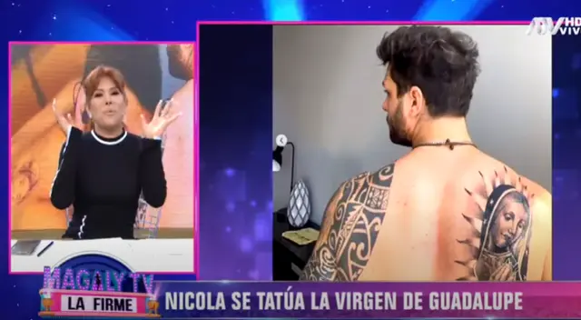 Magaly Medina hizo mención al nuevo tatuaje que se hizo Nicola Porcella de la Virgen de Guadalupe, y no pudo evitar compararlo con Janet Barboza. Magaly Medina hizo mención al nuevo tatuaje que se hizo Nicola Porcella de la Virgen de Guadalupe, y no pudo evitar compararlo con Janet Barboza.