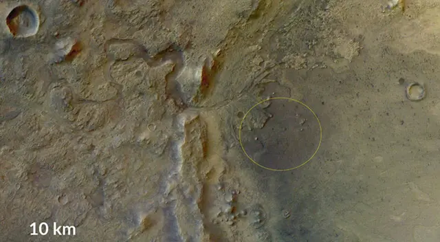 Cráter Jezero de Marte, lugar de aterrizaje de la misión Mars 2020. Cráter Jezero de Marte, lugar de aterrizaje de la misión Mars 2020.