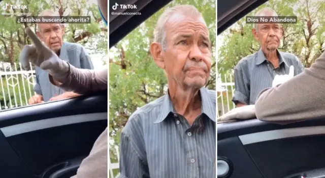 El abuelito no pudo evitar emocionarse.