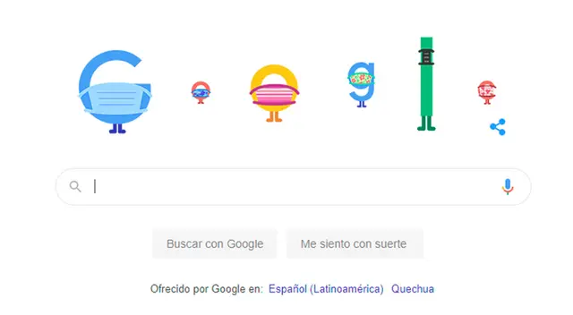 Google incentiva el uso de tapabocas con su doodle