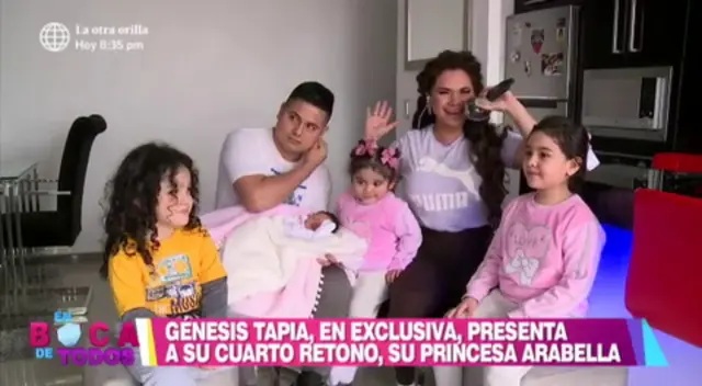 Génesis Tapia dio a luz a Arabella, su cuarta hija hace menos de dos semanas y se mostró muy emocionada de ser madre nuevamente. Génesis Tapia dio a luz a Arabella, su cuarta hija hace menos de dos semanas y se mostró muy emocionada de ser madre nuevamente.