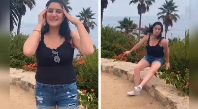 La cómica caída de la joven causó la risa de miles de usuarios en las redes sociales.