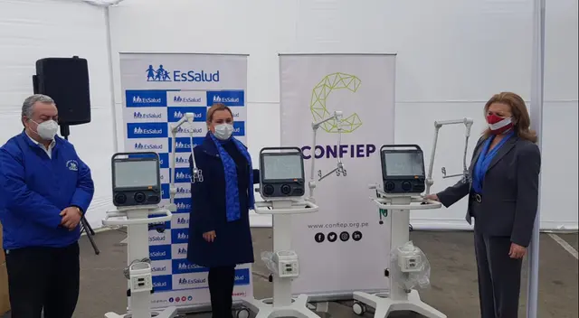Fiorella Molinelli presenta donaciones de la Confiep. Fiorella Molinelli presenta donaciones de la Confiep.