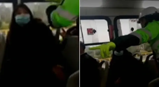 Cercado de Lima: pasajera se niega a usar protector facial. Cercado de Lima: pasajera se niega a usar protector facial.