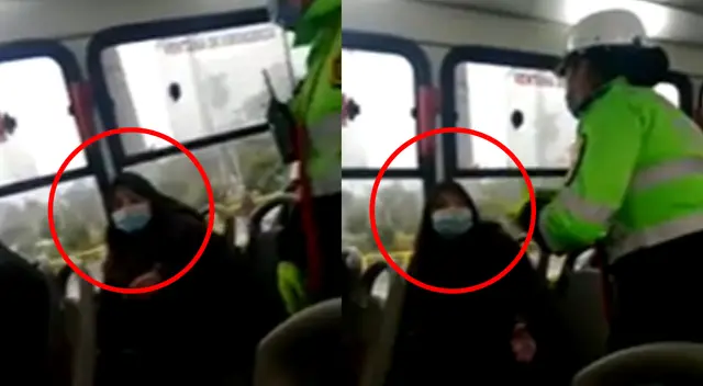 Cercado de Lima: pasajera se niega a usar protector facial. Cercado de Lima: pasajera se niega a usar protector facial.