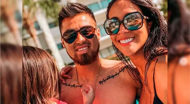 Melissa Paredes sorprendida por su esposo.