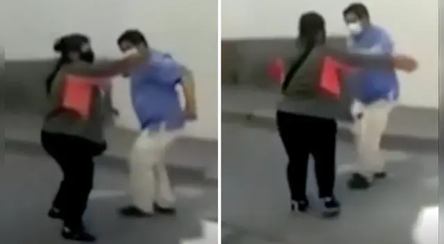 El doctor y la mujer bailaron al ritmo de huayno en las afueras del hospital.