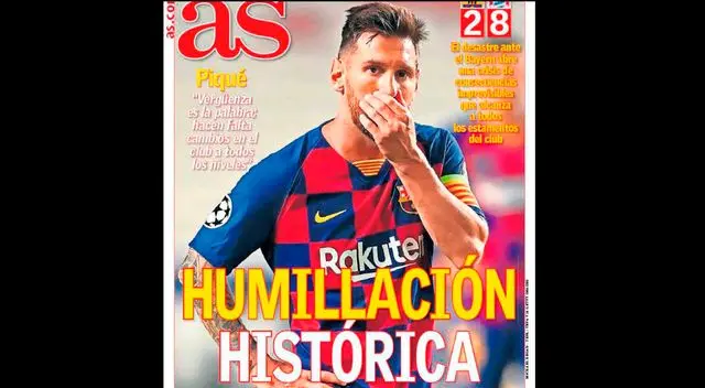 Humillación y Vergüenza: Las portadas en españa con el 8-2 del Bayern Munich al Barcelona Humillación y Vergüenza: Las portadas en españa con el 8-2 del Bayern Munich al Barcelona