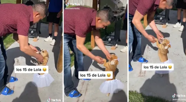 La perrita bailó vals con su dueño.