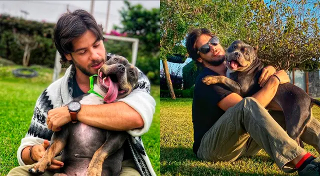 Andrés Wiese feliz al lado de su mascota.