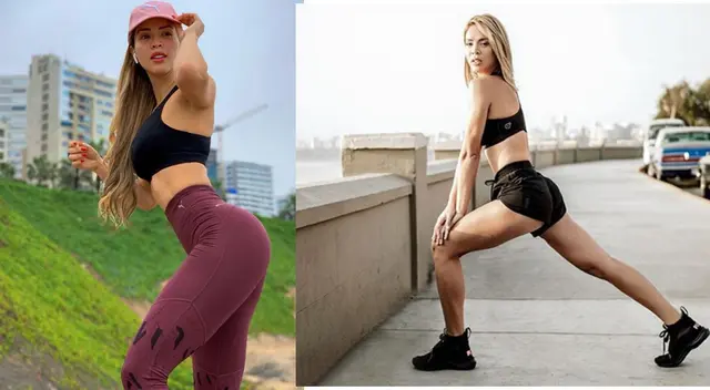 Sheyla Rojas realizar una rutina de ejercicios para mantener su figura.