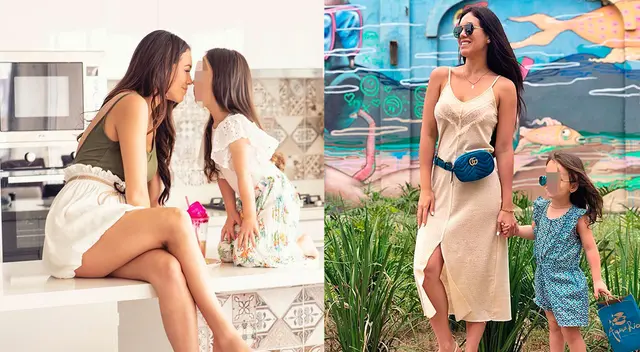 Jazmín Pinedo se divierte junto a su hija.
