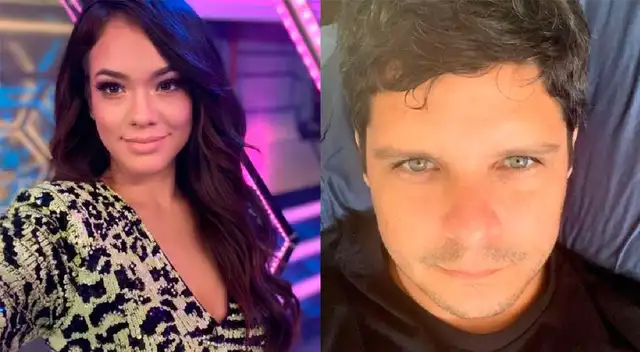 Jazmín Pinedo y Gian Piero Díaz en detrás de cámaras de Esto es guerra.