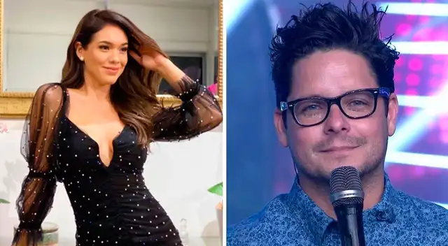 Jazmín Pinedo y Gian Piero Díaz en detrás de cámaras de Esto es guerra.