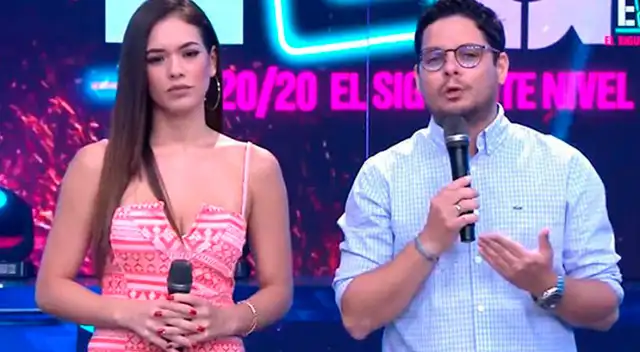 Jazmín Pinedo y Gian Piero Díaz en detrás de cámaras de Esto es guerra.