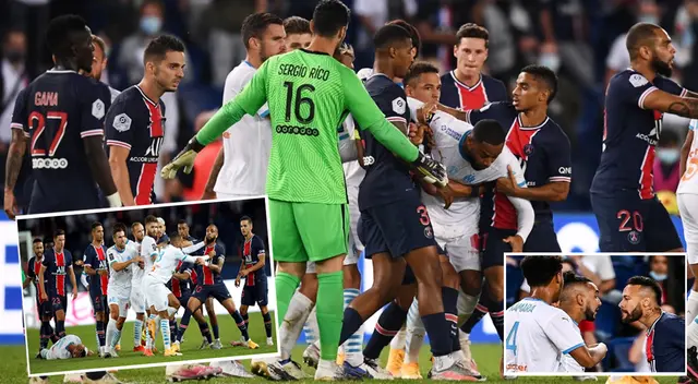 Clásico de Ligue 1 entre PSG y Marsella terminó en batalla campal.