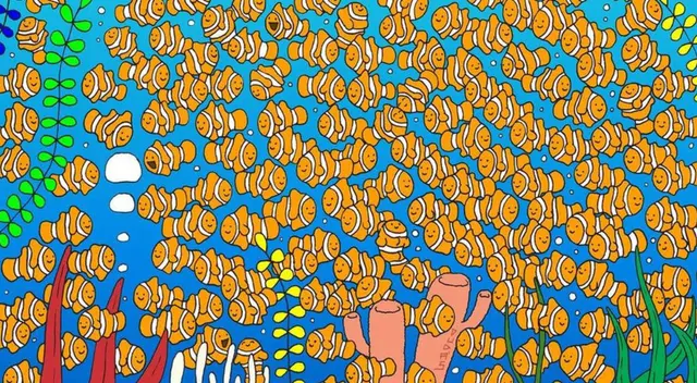 Reto viral: Encuentra al pez dorado escondido entre los peces payaso.