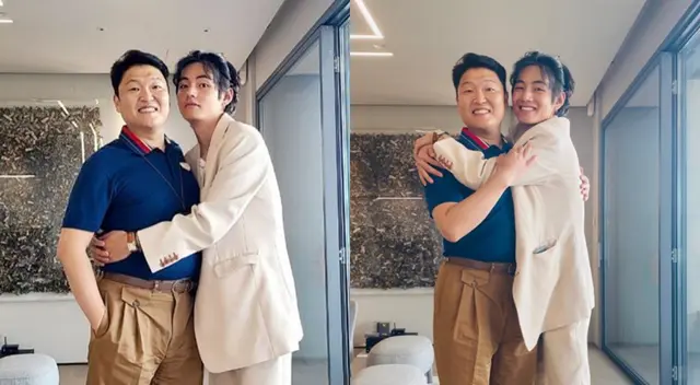 V de BTS se reunió con el recordado intérprete de Gagnam Style, PSY, y emocionaron a más de uno de sus fanáticos.