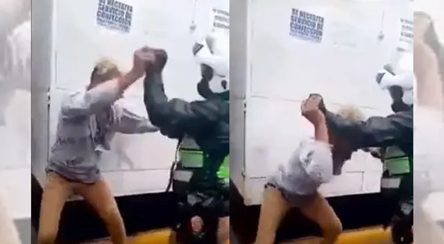 Motocilista golpea a policía en La Victoria.