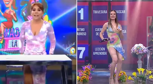 Magaly Medina sorprendió a su público con sexy apariencia y fue comparada con Jossmery Toledo. Magaly Medina sorprendió a su público con sexy apariencia y fue comparada con Jossmery Toledo.