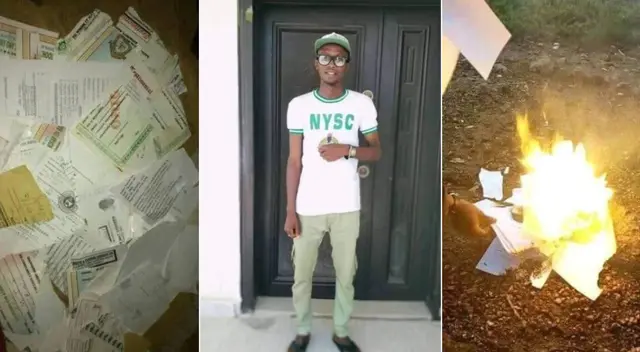 El joven optó por quemar todos su papeles de la universidad. El joven optó por quemar todos su papeles de la universidad.