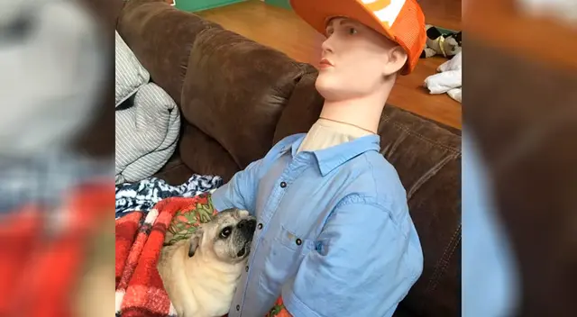 El maniquí lleva la ropa de su dueño, incluso los tatuajes.