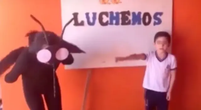 La joven decidió ayudar a su hermano menor en su exposición.