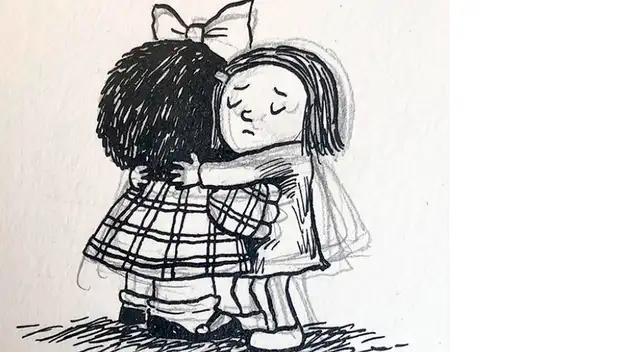 Quino dibujó a la pequeña Mafalda durante nueve años, entre 1964 y 1973. Quino dibujó a la pequeña Mafalda durante nueve años, entre 1964 y 1973.