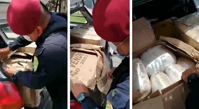 Sujetos iban abordo de un vehículo tipo taxi donde llevaban los 21 paquetes de esta droga.
