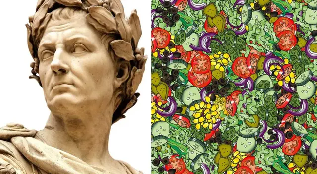Reto viral: encuentra al emperador romano escondido en la ensalada César.