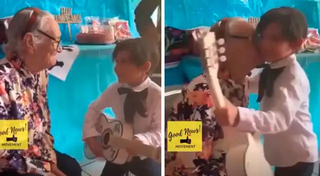 El tierno momento cuando un niño le canta a su abuela en el día de su cumpleaños